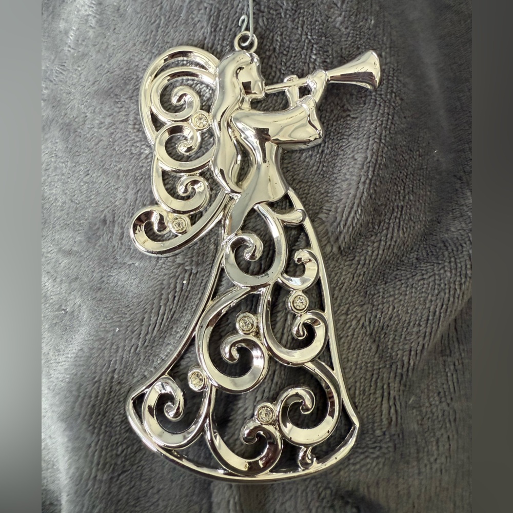Lenox Silver Scroll Angel Ornament